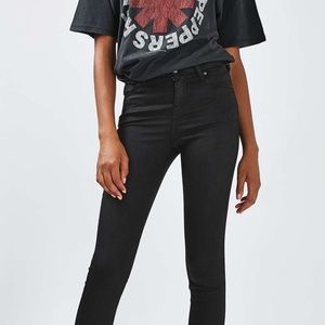 Topshop MOTO Black Coated Jamie Jeans